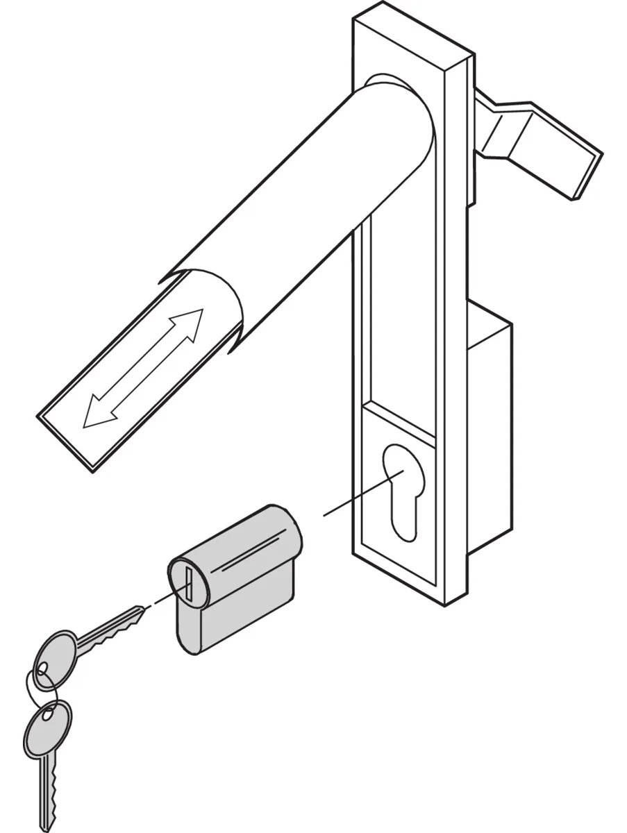 SCHROFF DIN locking cylinder with adapter - Rack-Sicherheitsschloss, Ansicht 2