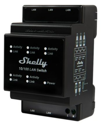 Shelly · Hutschiene·LAN Switch· 5 Ports· 10/100 Mbit - Switch - 0,1 Gbps von LumaTech