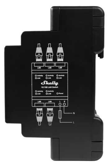 Shelly · Hutschiene·LAN Switch· 5 Ports· 10/100 Mbit - Switch - 0,1 Gbps, Ansicht 2