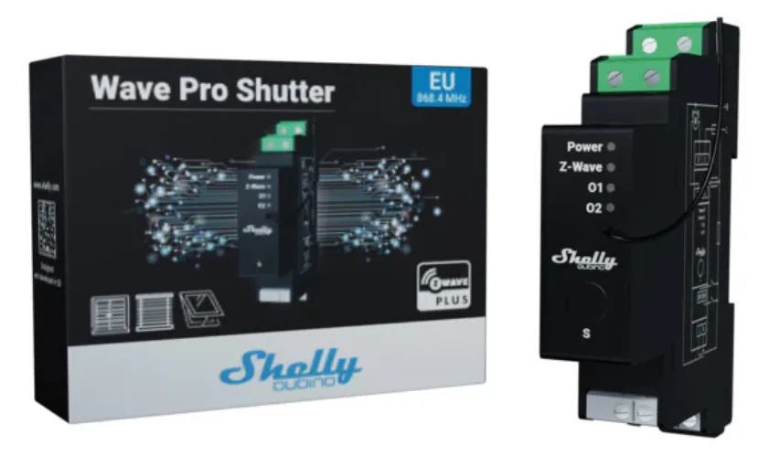 Shelly · Hutschiene·Wave Pro Shutter· Relais· Rollladenaktor· Z-Wave, Ansicht 3