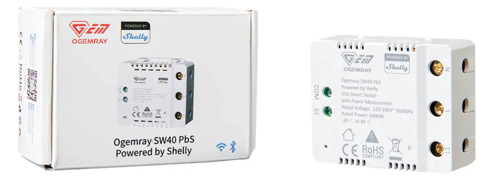 Shelly PbS·Ogemray Smart Relay 25A· Großgeraete Relais· max. 25A· Messfunktion· - WLAN - HTTPS, Ansicht 3