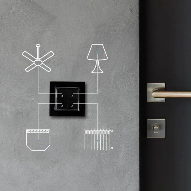 Shelly Smart Switch-Mechanismus - Wand - 4-fach - Schwarz, Ansicht 3