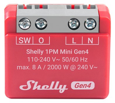 Shelly WLAN-Schaltaktor 1PM Mini Gen4 WiFi-Switch Rot 8 A von LumaTech