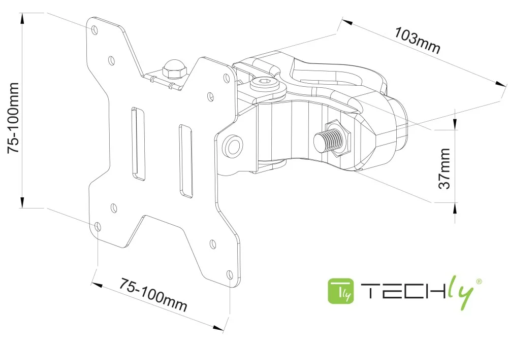 Techly Montagekomponente (Stangenbefestigung) - für LCD-Display - Bildschirmgröße: 33-76.2 cm (13-30), Ansicht 4