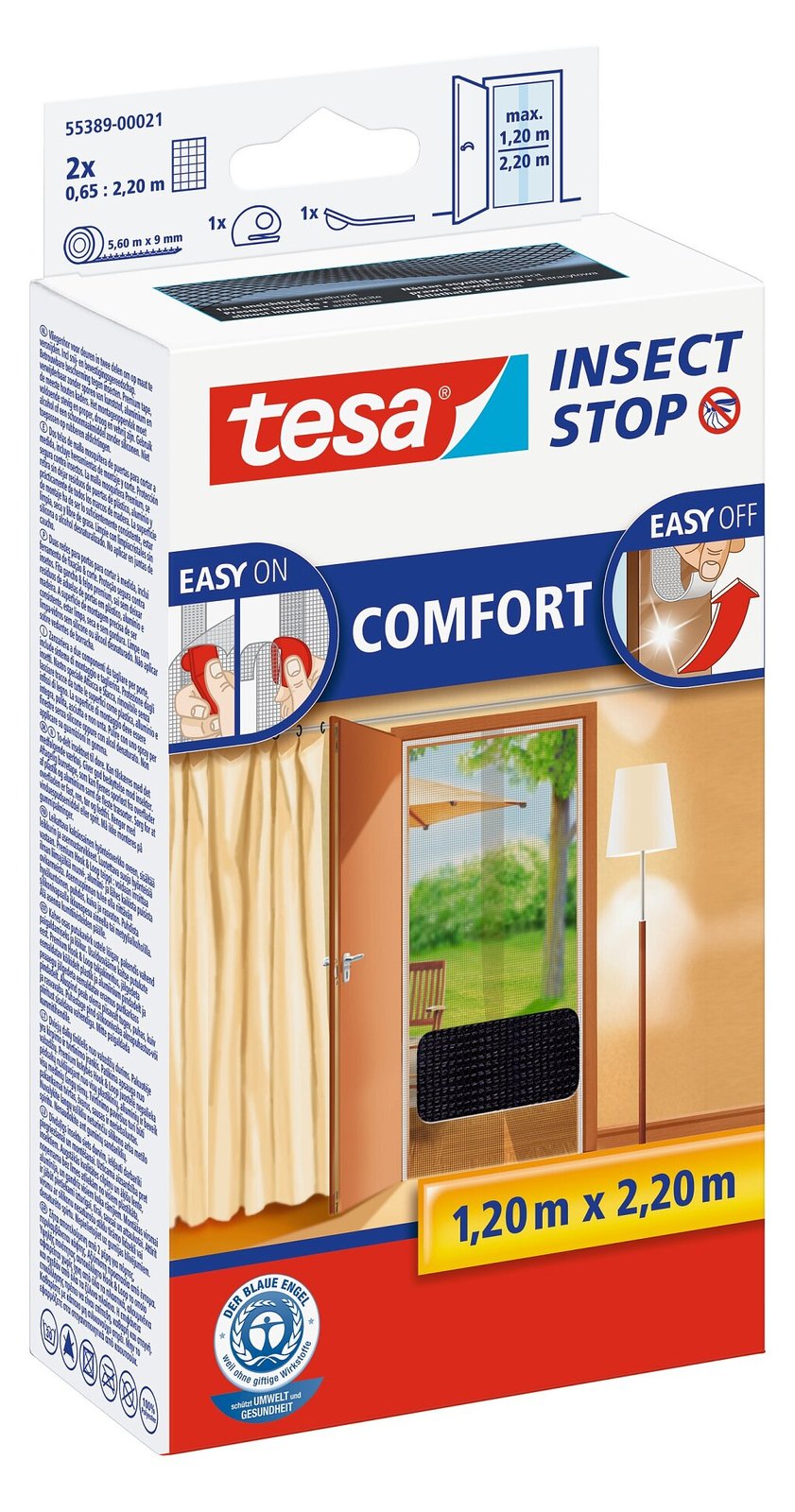Tesa Fliegengitter Comfort Klett für Tuer weiß