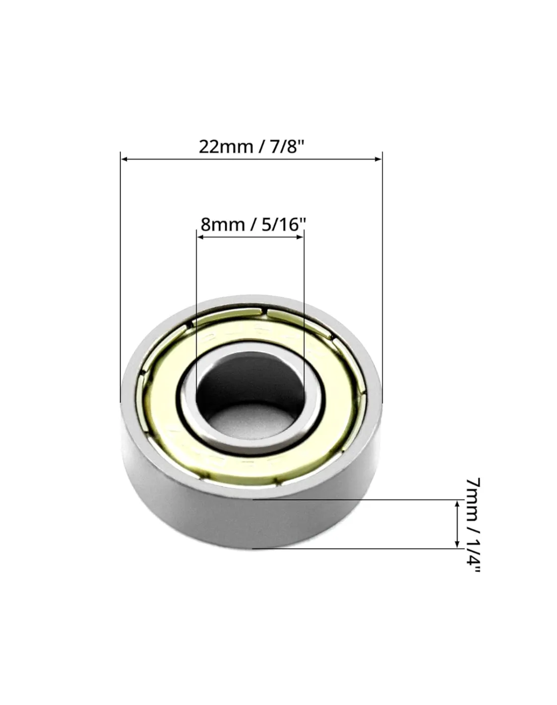 QWORK® 20 Stück 608zz Kugellager, Metall Double Shielded Miniatur Rillenkugellager, für Skateboards, Roller, Inline Skates, 8mm x 22mm x 7mm — Bild 2