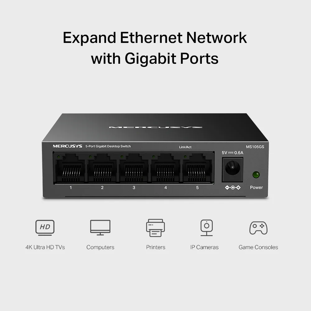 TP-LINK Switch MS105GS 5-Port Gigabit Steel Case - Switch - 1 Gbps, Ansicht 3