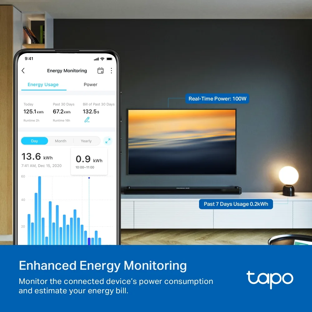 TP-LINK Tapo P110M V1 - Smart-Stecker - kabellos - Bluetooth, 802.11b/g/n, Ansicht 4