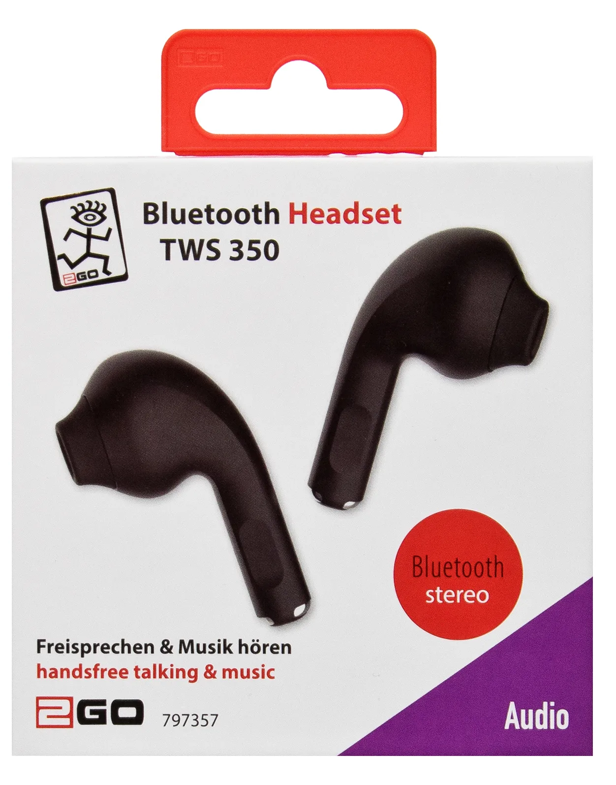 2GO Bluetooth Headset TWS 350 schwarz - Headset, Ansicht 2