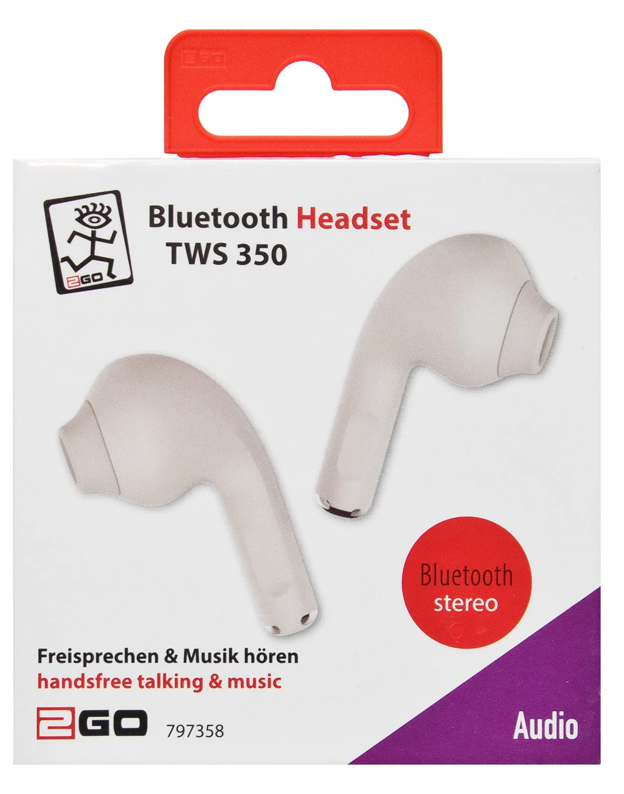 2GO Bluetooth Headset TWS 350 weiss - Headset - Stereo, Ansicht 2