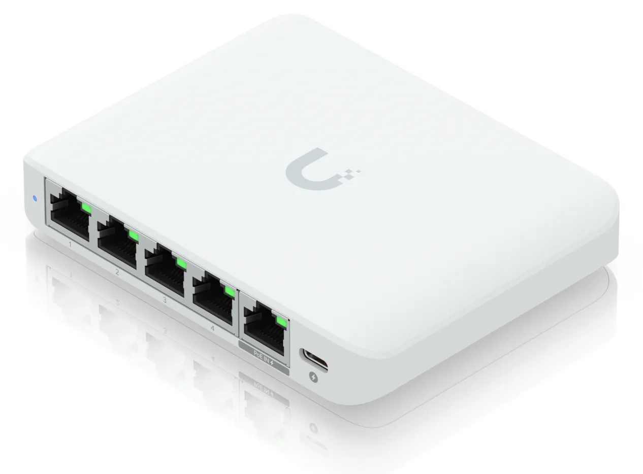 Ubiquiti UniFi Switch Flex Mini 2.5G - Switch - L2+ - managed - 4 x 2.5GBase-T + 1 x 2.5GBase-T (PoE), Ansicht 3