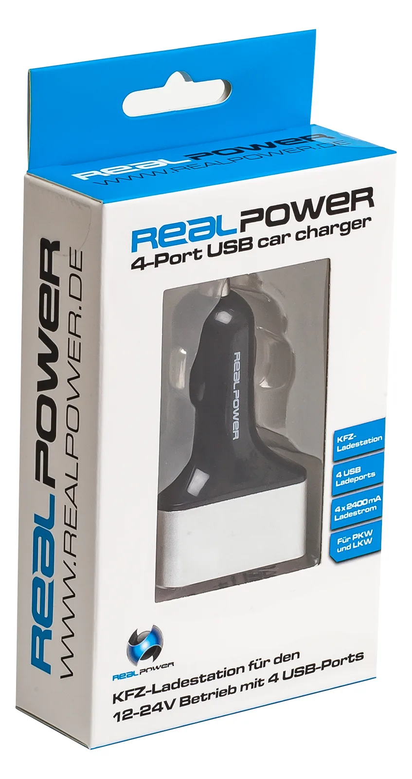 Ultron Realpower 4-Port USB car charger - Auto-Netzteil - 2400 mA - 4 Ausgabeanschlussstellen (4 x USB), Ansicht 2