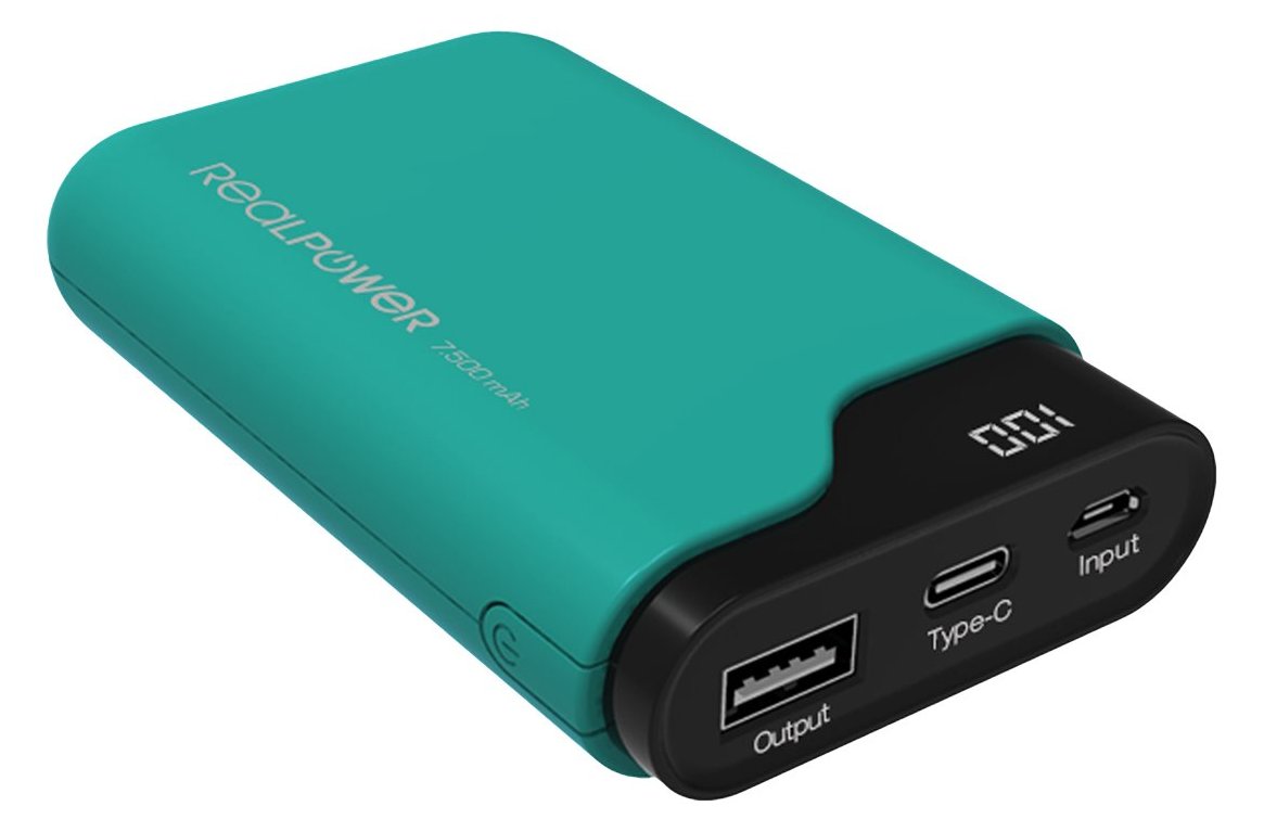 Ultron Realpower PB-7500C - Powerbank - 7500 mAh - 27 Wh - 2.1 A - 2 Ausgabeanschlussstellen (USB, 24 pin USB-C)