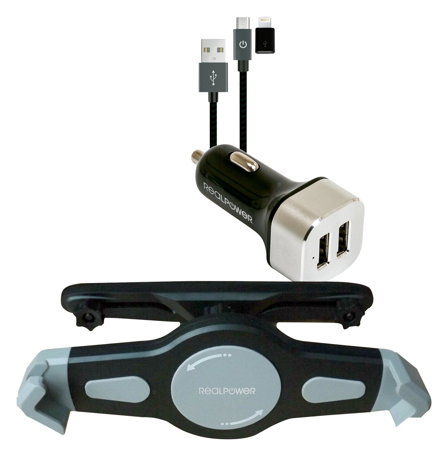 Ultron Realpower Tablet Car Set - Auto-Netzteil - 2.4 A - 2 Ausgabeanschlussstellen (2 x USB)