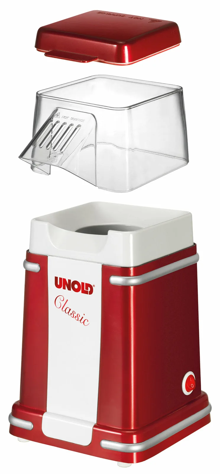 UNOLD 48525 - Popcornmaker - 900 W - Metallic-Rot/Silber/Weiß, Ansicht 2