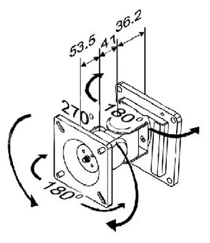 VALUE Befestigungskit (Wandmontage, Montagearm für Einzelbildschirm) - für LCD-Display - Stahl - Schwarz, Ansicht 3