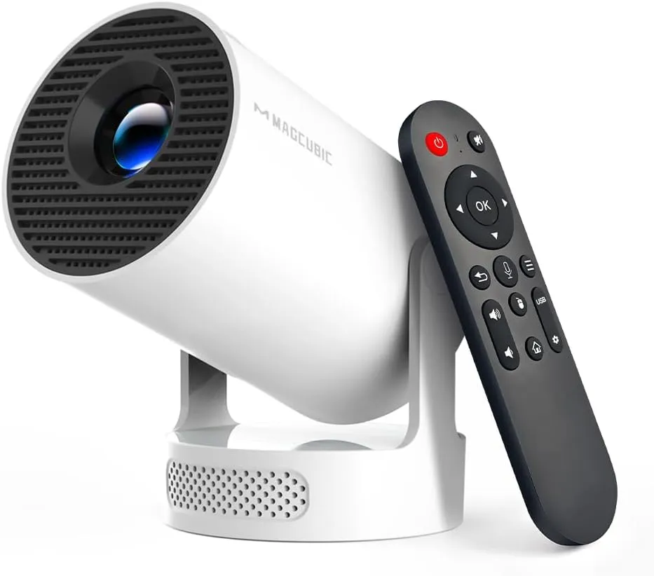 Magcubic Mini Beamer, 4K FHD 1080P Unterstützt Smart Beamer | Auto Trapezkorrektur Kleiner Videoprojektor, Heimkino Tragbarer Projector mit WiFi6 BT5.4, 180°Dreh, 5W Soundbass Lautsprecher