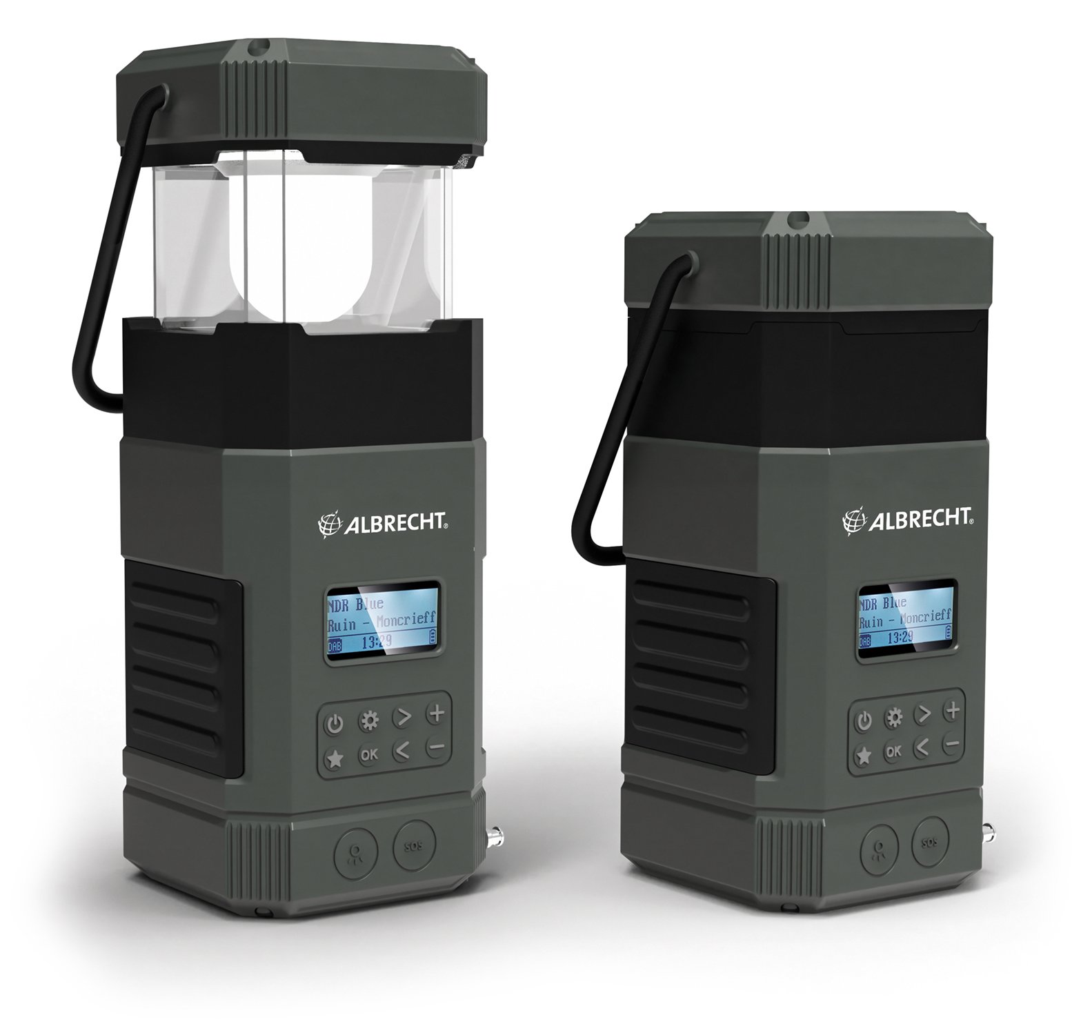 Albrecht DR 114 DAB - Batteriebetriebene Campingleuchte - Schwarz - 80 lm - USB C - Akku - USB