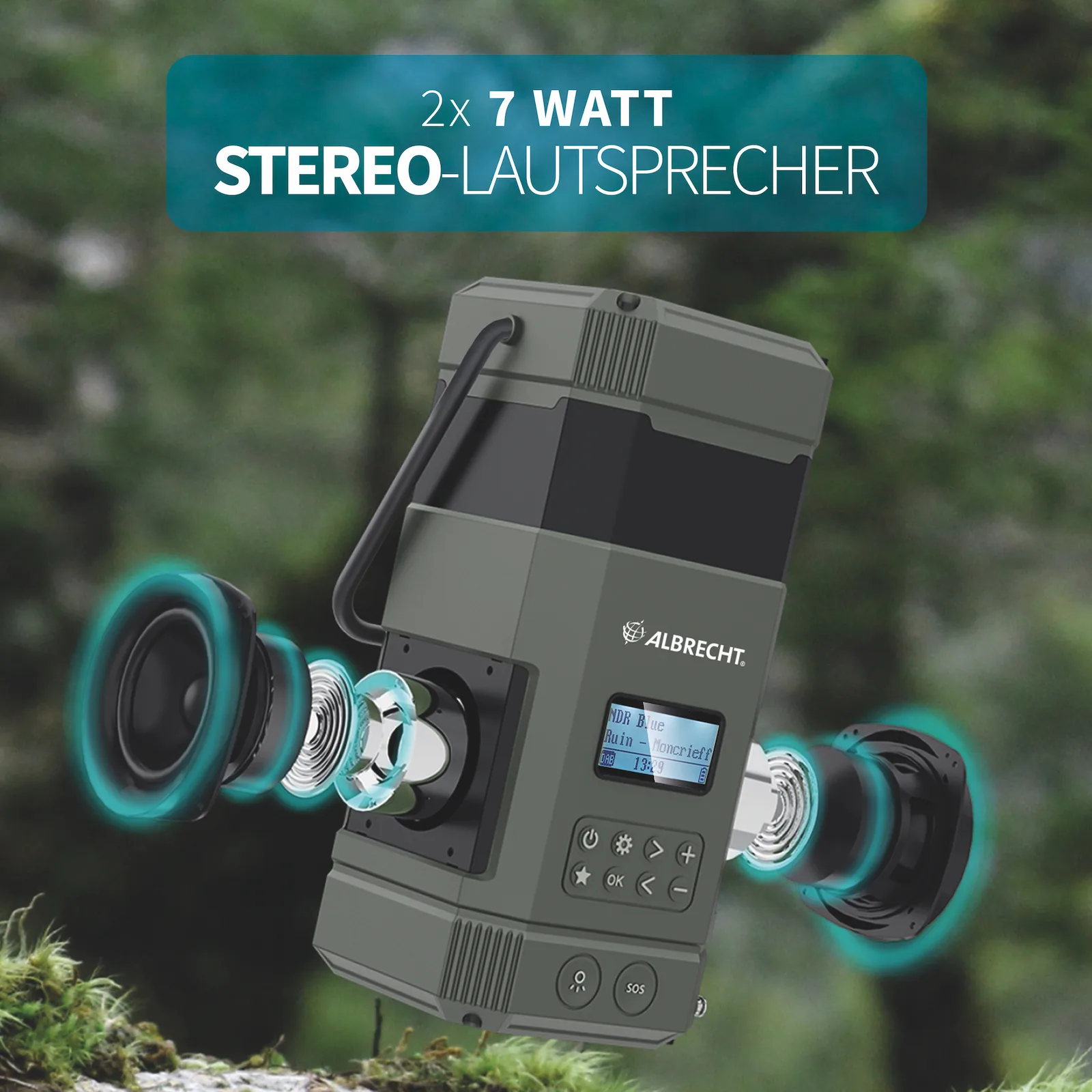 Albrecht DR 114 DAB - Batteriebetriebene Campingleuchte - Schwarz - 80 lm - USB C - Akku - USB, Ansicht 2