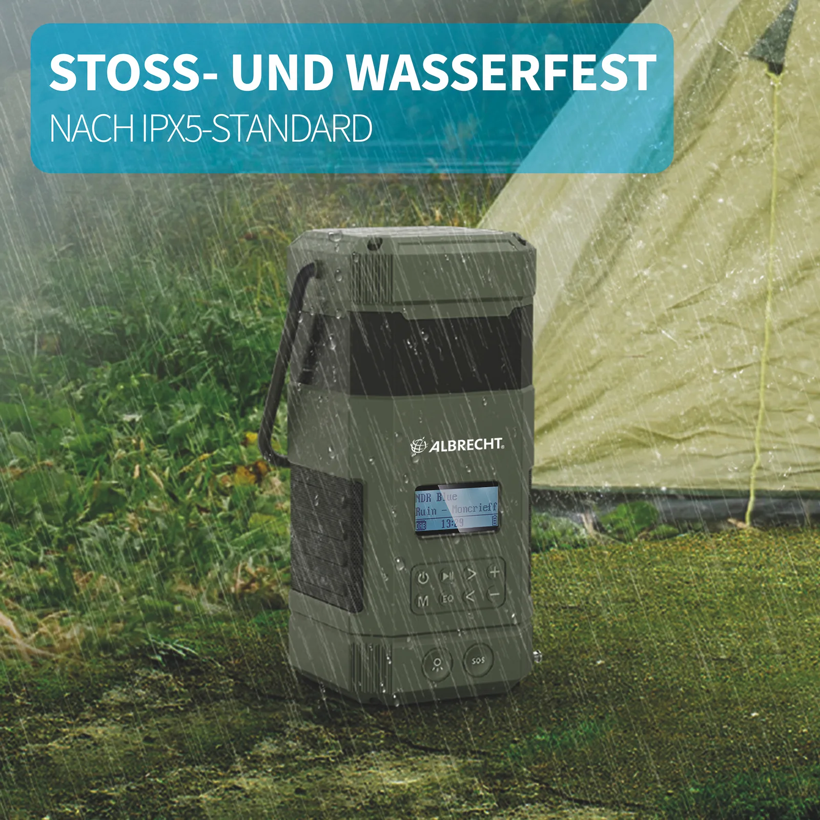 Albrecht DR 114 DAB - Batteriebetriebene Campingleuchte - Schwarz - 80 lm - USB C - Akku - USB, Ansicht 3