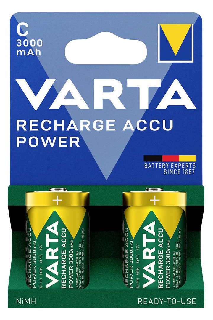 Varta 2 Akkus Recharge Accu Power Baby C 3.000 mAh - Akku - Baby (C)