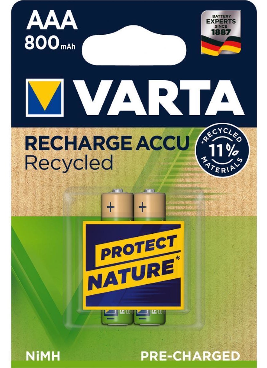 Varta Recharge Accu Recycled 56813 - Batterie 2 x AAA - NiMH - (wiederaufladbar)