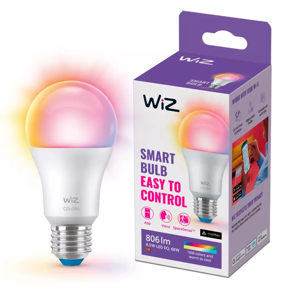 WIZCONNECTED WiZ White&Color E27 Standardform Tunable matt Einzelpack[Energieklasse F], Ansicht 3