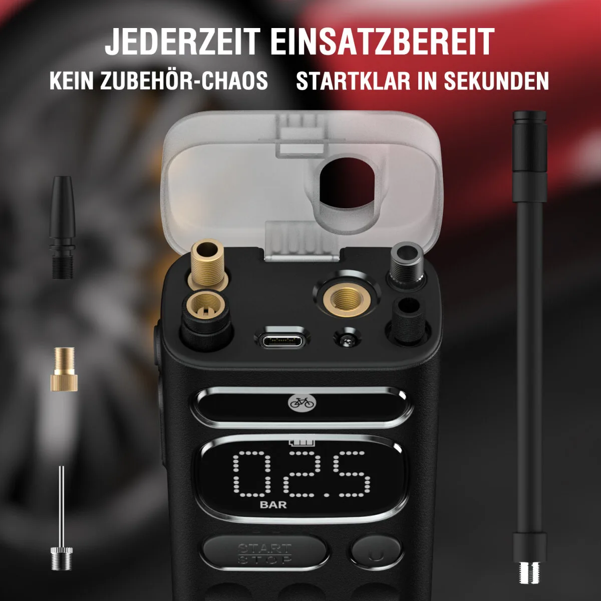 4smarts Elektrische Luftpumpe VoltPump X - Reisegroesse, Ansicht 4