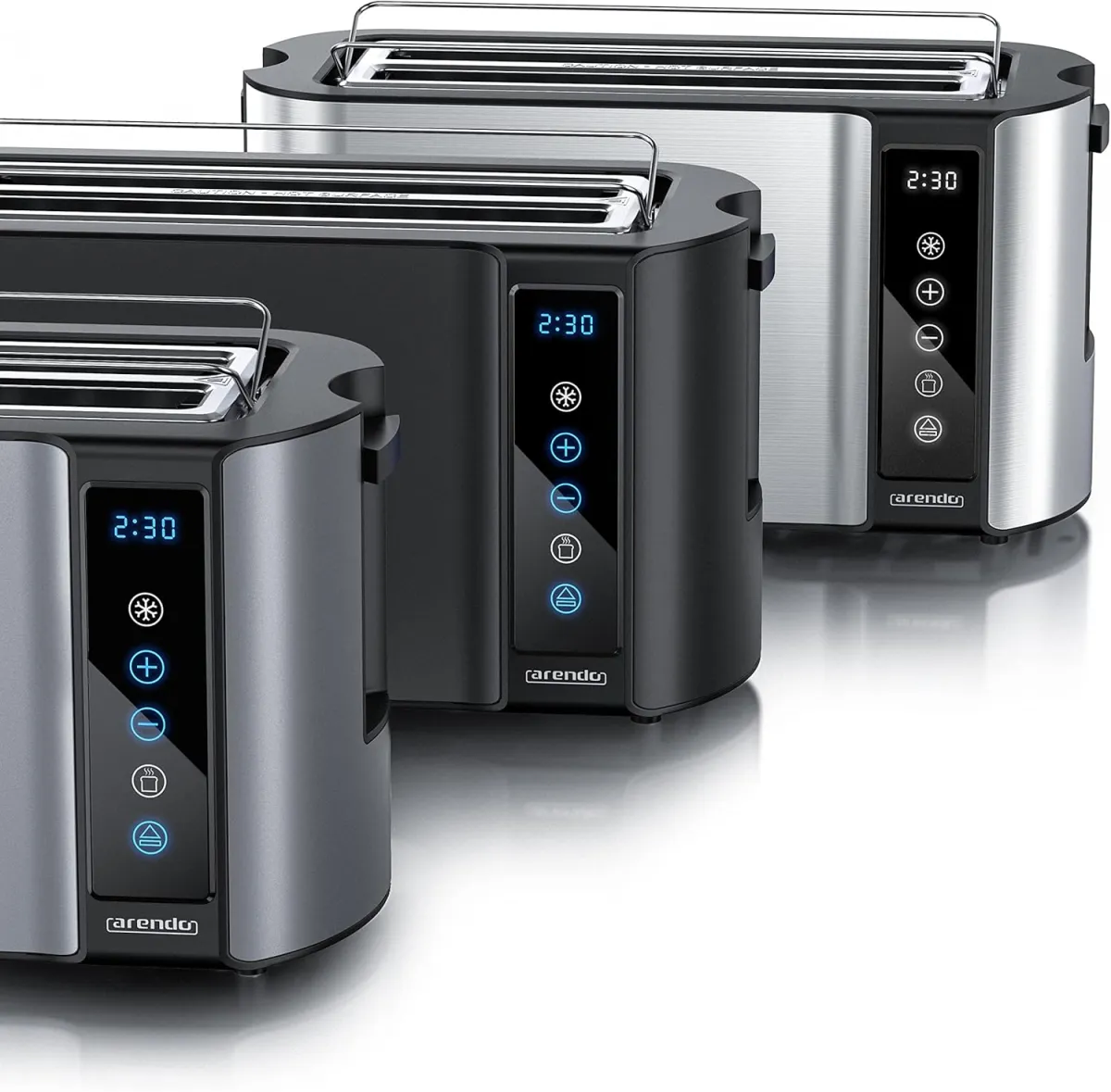 Arendo - Edelstahl Toaster Langschlitz 4 Scheiben- Touchscreen – Doppelwandgehäuse – 1500 W – Integrierter Brötchenaufsatz – 7 Bräunungsgrade – Brotzentrierung – Restzeitanzeige – Memoryfunktion — Bild 6
