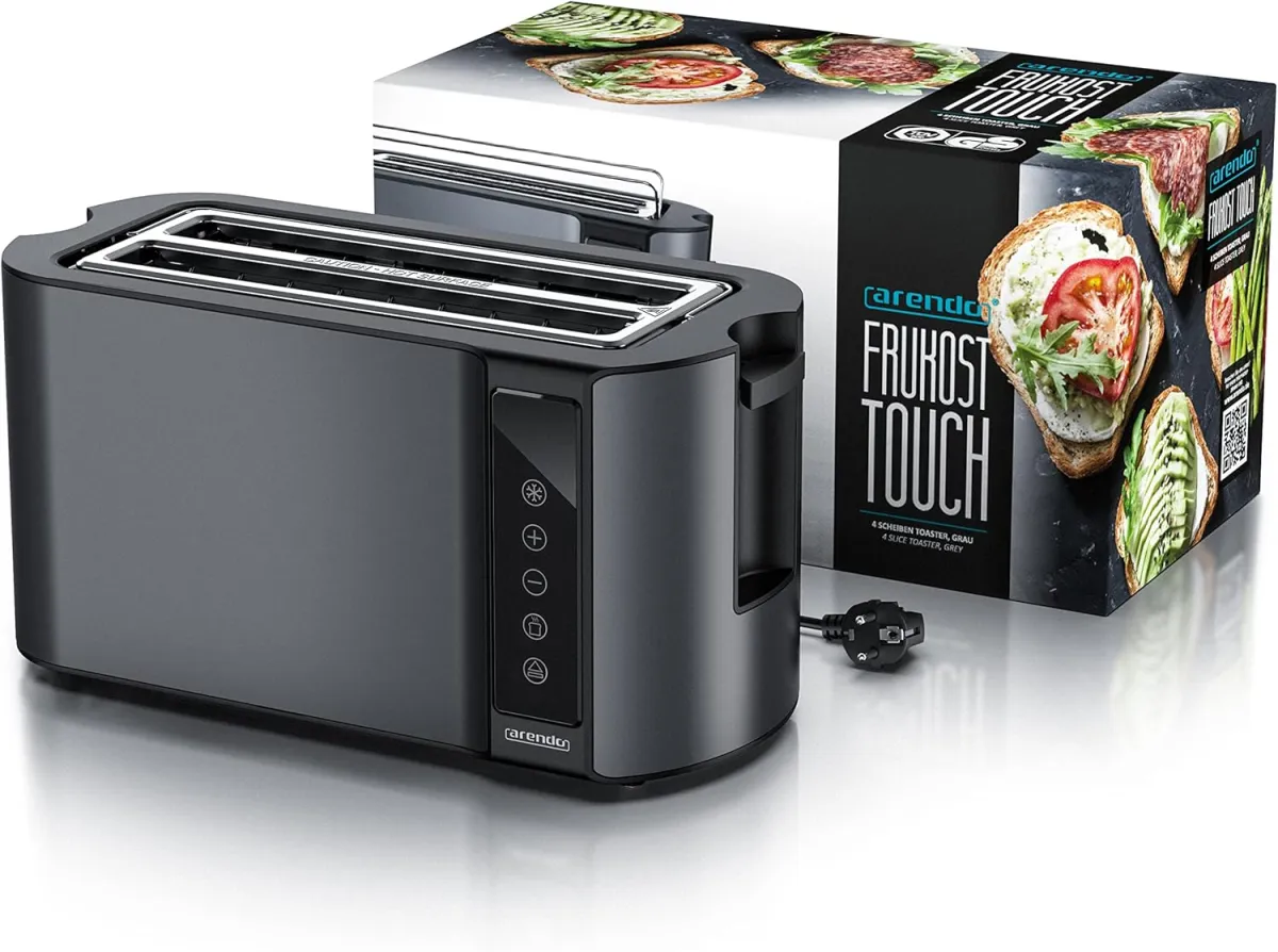 Arendo - Edelstahl Toaster Langschlitz 4 Scheiben- Touchscreen – Doppelwandgehäuse – 1500 W – Integrierter Brötchenaufsatz – 7 Bräunungsgrade – Brotzentrierung – Restzeitanzeige – Memoryfunktion — Bild 7