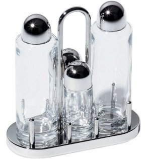Alessi 5070 OEl-/Essig-Spender Dose Glas - Edelstahl - Transparent