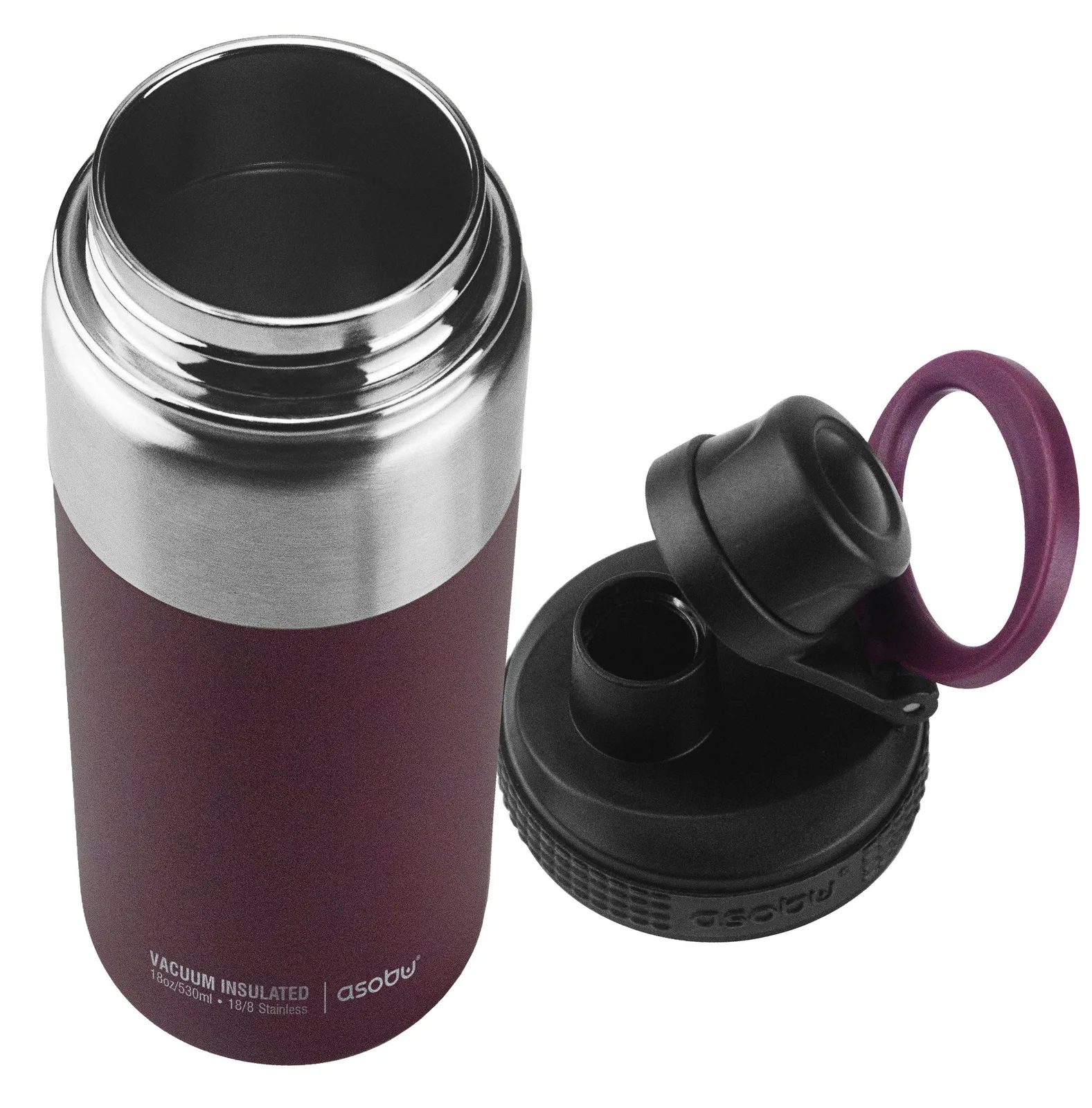 Asobu Alpine Flask - 530 ml - Wandern - Burgund - Edelstahl - Erwachsener - Mann/Frau, Ansicht 2