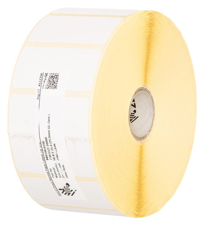 Zebra Z-Select 2000D - Matt - permanenter Gummiklebstoff - beschichtet - perforiert - weiß, Fühlmarke schwarz