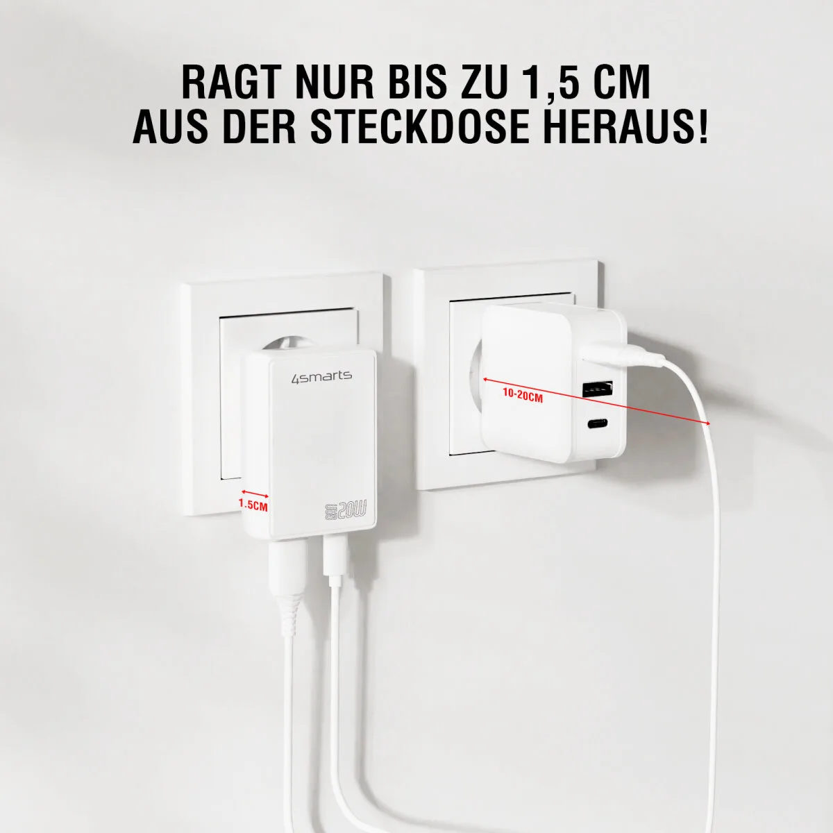 4smarts Netzladegerät FlatPlug Duos 20W GaN 1C, Ansicht 3