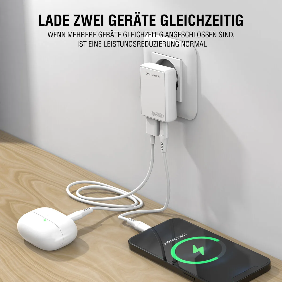 4smarts Netzladegerät FlatPlug Duos 20W GaN 1C, Ansicht 4