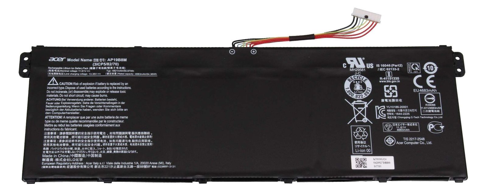 Acer KT.0030G.024 Akku 55.9Wh Original Typ AP19B8M - Akku - 4.821 mAh