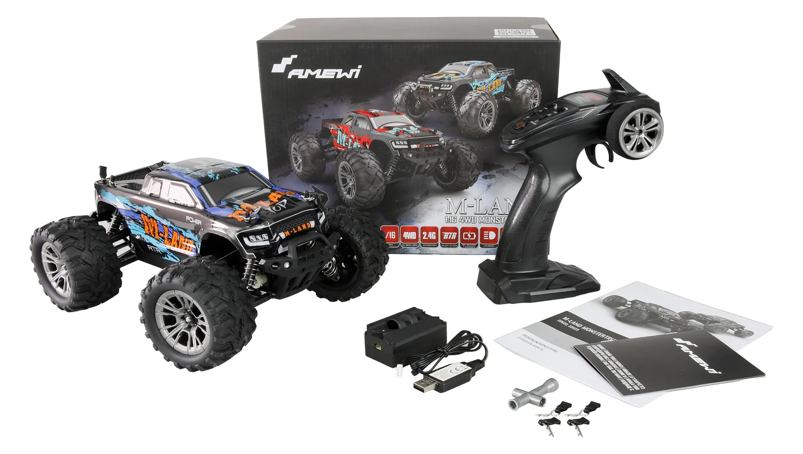 Amewi M-Land Monstertruck 48km/h 4WD 1 16 RTR blau, Ansicht 2