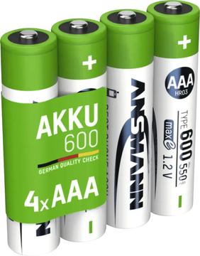 Ansmann 1x4 NiMH Akku Micro AAA Typ 600 min.550 mAh 1311-0022 - Akku - Micro (AAA) von LumaTech