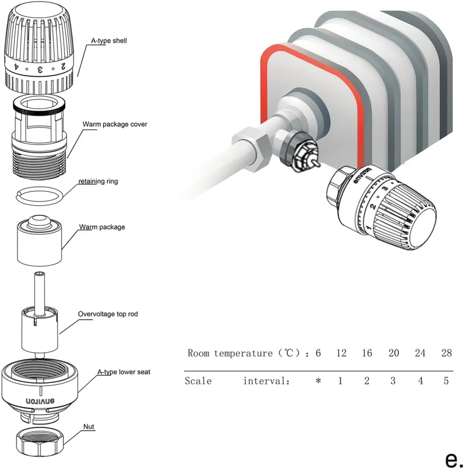 Thermostatkopf M30 x 1,5 | mit Flüssig-Fühler und Nullstellung | 7-28°C 1-5 | mit Frostschutzfunktion | Heizung Thermostat — Bild 4
