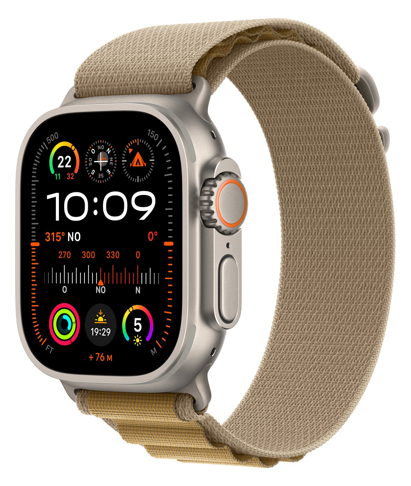 Apple Watch Ultra 2 - 49 mm - natürliches Titan - mit Alpine Loop - Stoff - hellbraun - Bandgröße: M
