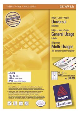 Avery Zweckform Avery - Weiß - 70 x 32 mm 2700 Etikett(en) (100 Bogen x 27) von LumaTech