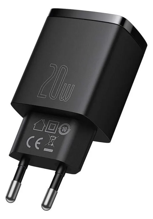 Baseus Compact Quick Adapter 20Watt USB-C+ USB-A sort, Ansicht 2