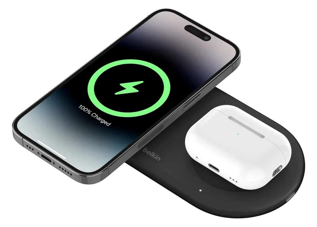 Belkin BoostCharge Pro Kabellose magnetische 2-in-1-Ladestation mit Qi2 (15W) schwarz, Ansicht 2