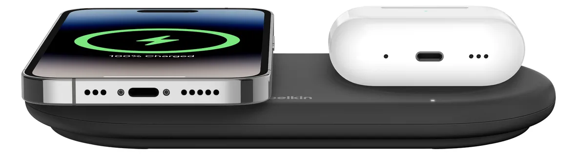 Belkin BoostCharge Pro Kabellose magnetische 2-in-1-Ladestation mit Qi2 (15W) schwarz, Ansicht 4