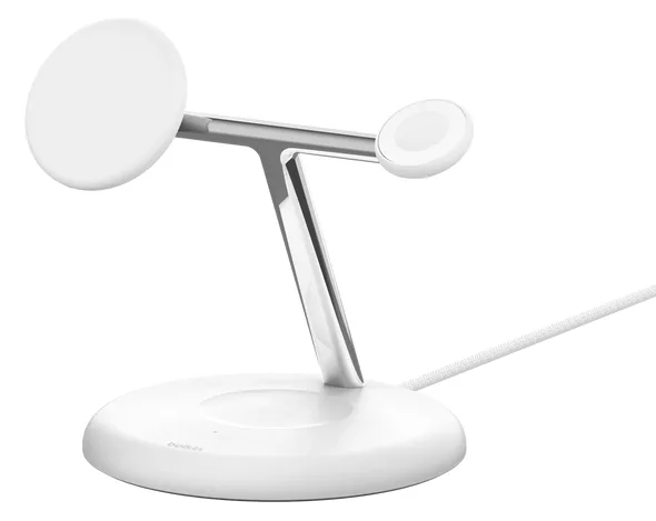 Belkin BoostCharge Pro kabellose magnetische 3-in-1-Ladestation mit Qi2 (15W) weiß, Ansicht 2
