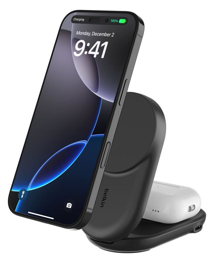 Belkin UltraCharge - Kabelloses Ladegerät - magnetisch, faltbar + AC-Netzteil - 25 Watt - Fast Charge (USB-C)