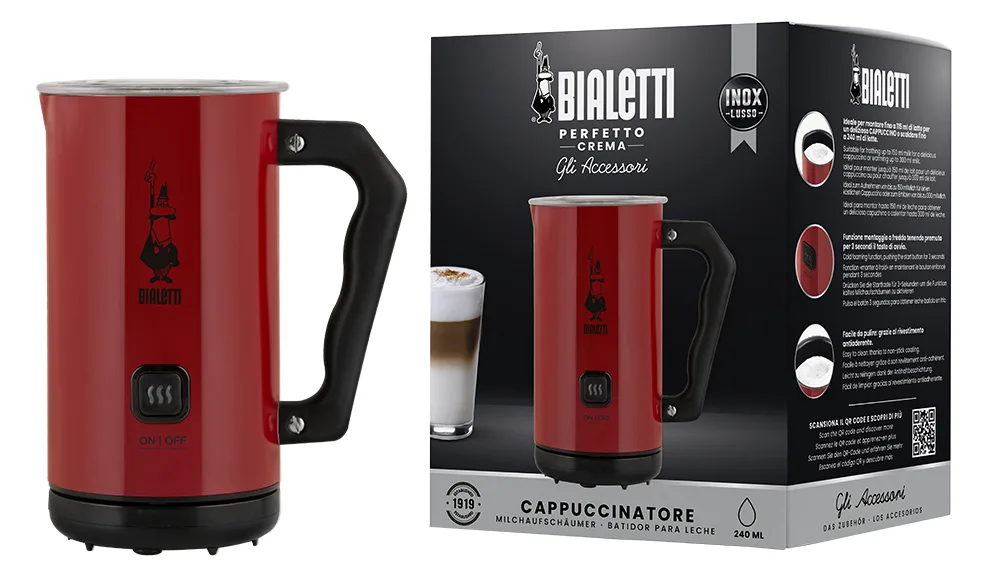 Bialetti MKF02 elektrischer Milchaufschäumer rot, Ansicht 3