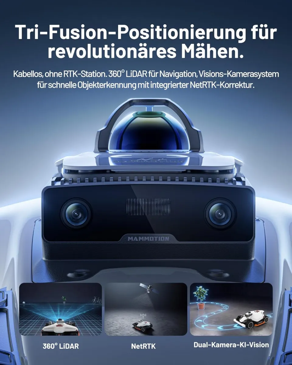 MAMMOTION LUBA 3 AWD 3000 Mähroboter ohne Begrenzungskabel für 3000㎡, 360° LiDAR+NetRTK+KI Vision Tri-Fusion-Positionierung, AWD für 80% Steigungen, Keine RTK-Basisstation, bis zu 30 Zonen, 12Ah Akku — Bild 2