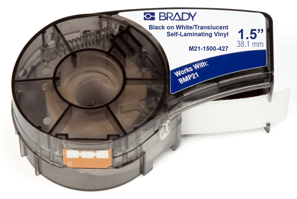 Brady Corporation Brady B-427 - Vinyl - matt - halbdurchsichtig, Schwarz auf Weiß - Rolle (3,81 cm x 4,27 m)