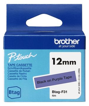 Brother BTAG-F31 - Schwarz auf Purpurrot - Rolle (1,2 cm x 4 m) von LumaTech